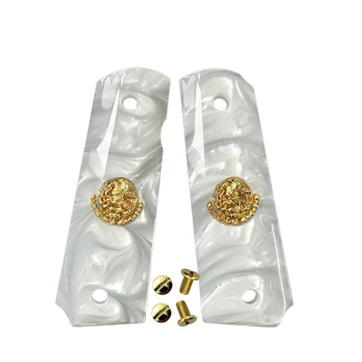 Colt 1911 Grips Gold/Silver Mexican Eagle,Black/Brwon/White Pearl,Bonded Ivory