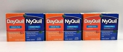 3PK Dayquil & Nyquil Cold & Flu Acetaminophen  ~ 24 Liquicaps Each ~ EXP 1/27