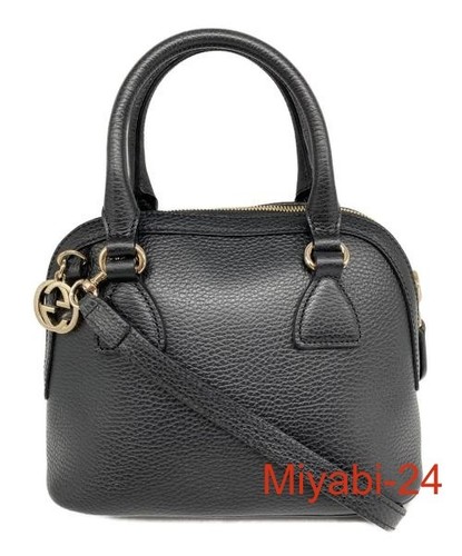 Gucci Interlocking G 2-Way Handbag Black Women's Leather Crossbody Bag