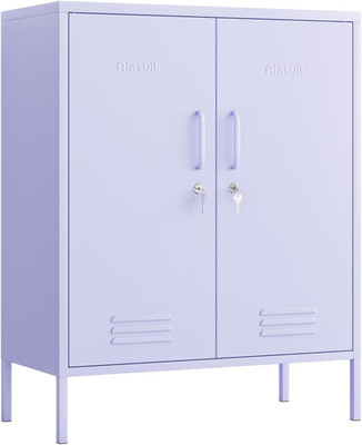 2 Door Lockable Metal Storage Cabinet, 3-Tier Heavy Duty Multifunctional Locker 