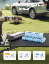 7 Day Weekly Pill Organizer 2 Times a Day, Metal Am Pm Travel Pill Case, Larg...