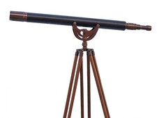 Floor Standing Antique Copper With Leather Anchormaster Telescope 65"