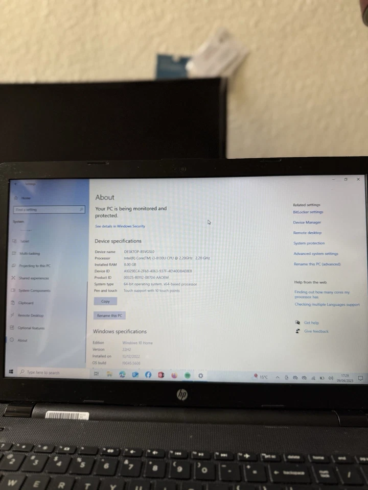 HP Laptop 15,6-Intel Core i3-8 GB RAM-Touchscreen-Windows 10 - Bild 4 von 4