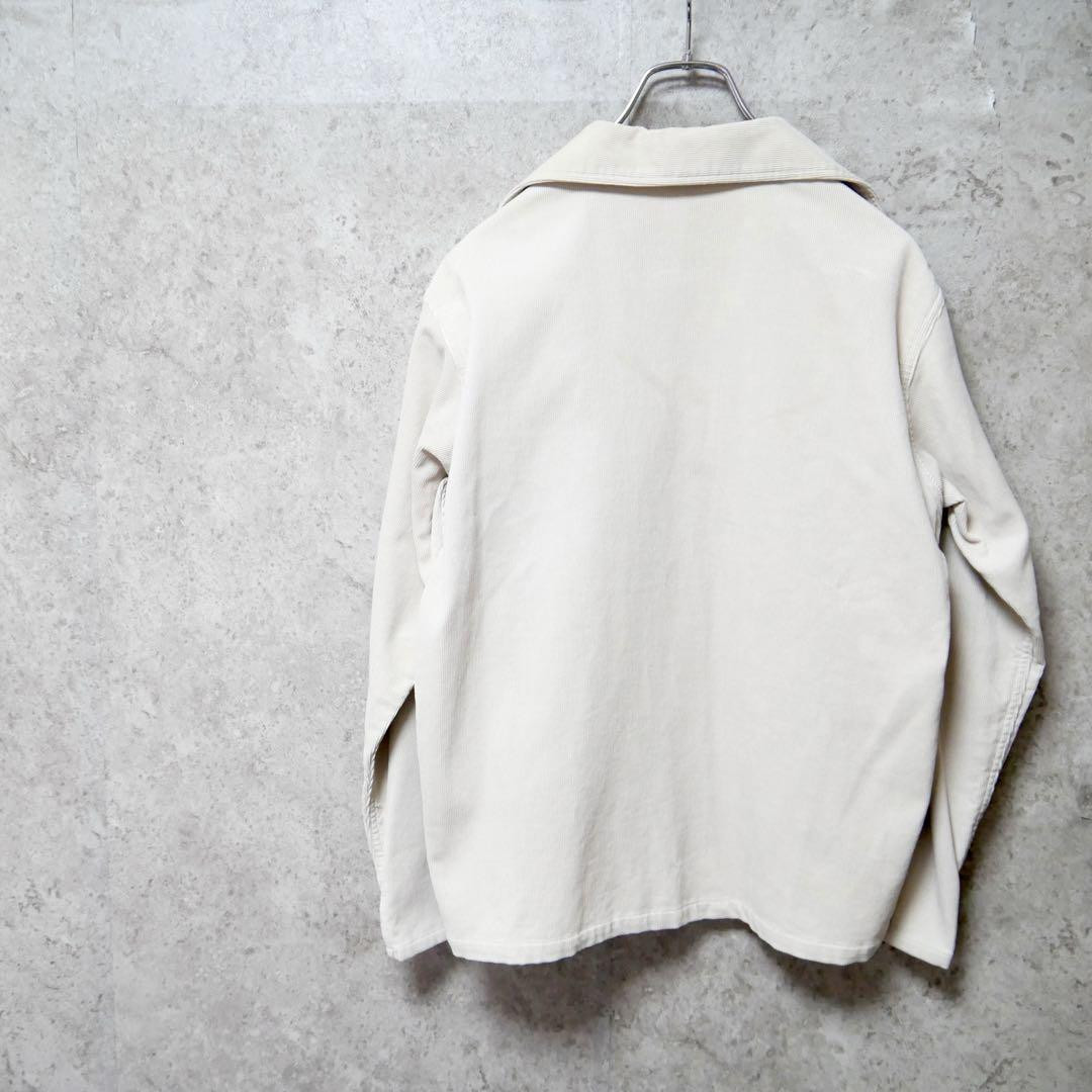 AURALEE Washed Corduroy Shirt Jacket Open Collar Ivory AURALEE Washed Corduroy Shirt Jacket Open Collar Ivory