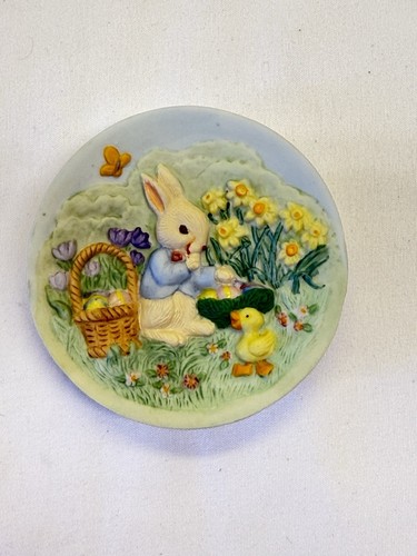 Vintage Hallmark Ornamento Primavera Pasqua 1996 Piatto da Collezione Coniglietti - Foto 2 di 4
