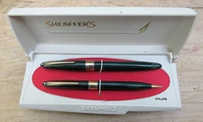 Vintage Sheaffer Green Touchdown Filler Ftn Pen Set -Working - FINE 14k nib