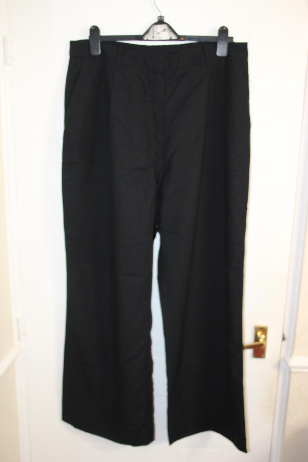 Black Linen Wide-Leg Trousers UK 18 EUR 46