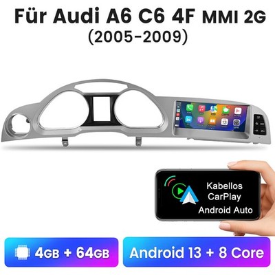 4+64GB für Audi A6 C6 4F MMI 2G 2005-2009 Carplay Bluetooth Navi Multimedia AUTO