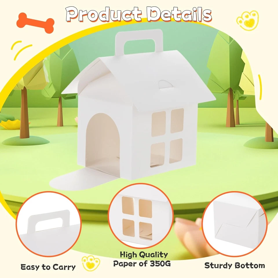 26 Piezas Cajas de Favoritos para Fiesta de Perros con Certificado de Adopción de Mascotas, Forma de Casa de Perros Trea Foto 3 de 4