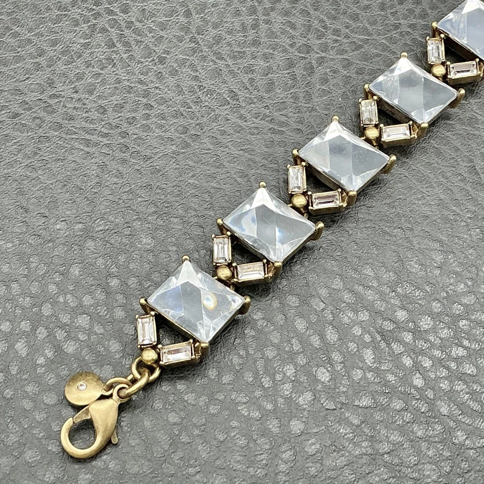 Pulsera J.Crew Cristal Estrás Para Mujer Tono Dorado Eslabón Distintivo Ajustable Foto 4 de 4