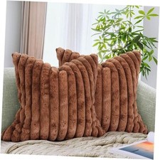 Pack of 2 Decorative Throw Pillow Covers Faux 18" x 18" Pack of 2 Brown