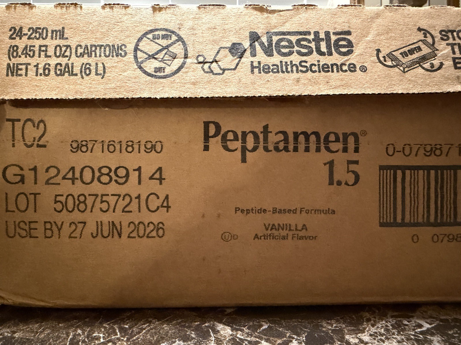 Nestle Peptamen 1.5 Oral Supplement Vanilla 250 mL Carton 24
