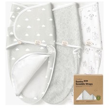 KeaBabies 3-Pack Organic Baby Swaddle Sleep Sacks 0-3 Months