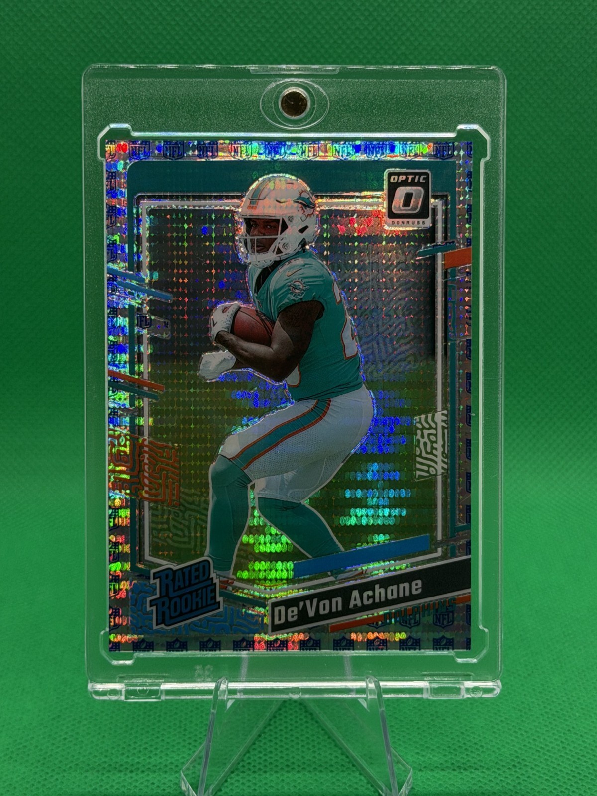 2023 Donruss Optic De'Von Achane #269 Rated Rookie /32 Shield Prizm