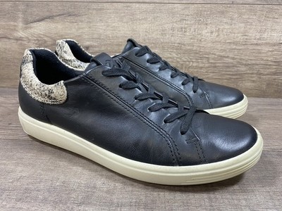 Ecco Soft 7 Walking Sneakers Shoes Black Snake Print Womens Size EU 40 US 9 9.5