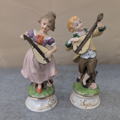 Vintage Ardalt Japan Hand Painted Lennwile China Musical Couple Figurines FLAW