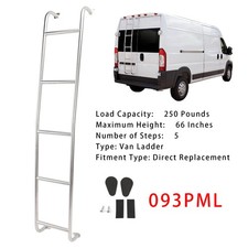 Stainless Steel 5-Step Van Ladder 093PML For Dodge Ram ProMaster High Roof 14-25