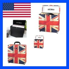 Heavy-Duty Vinyl Record Storage Case - 30 Records, Easy-Carry Handle UK Flag