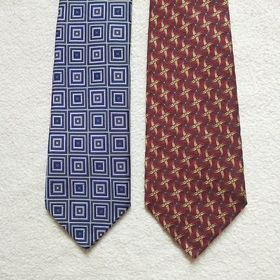 Robert Talbott Best of Class Tie Necktie Silk Geometric Designer USA Set of 2x