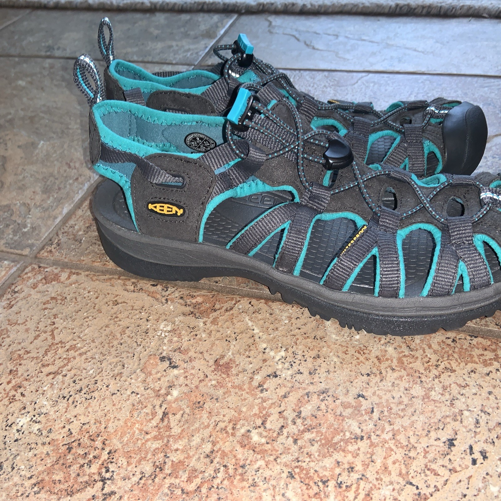 Sandali donna KEEN taglia 9 impermeabili escursionismo teal sussurro grigio nero??