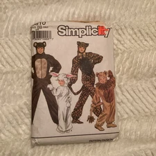 Vtg CUT Simplicity 9810 Sz BB Child Full Animal Costume Leopard Bear Rabbit Lion