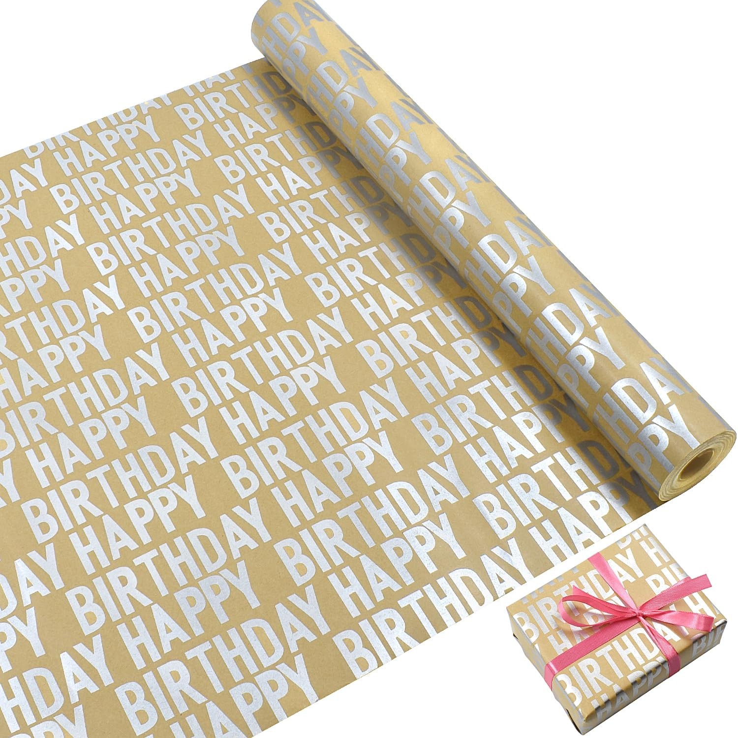 Papier d'emballage joyeux anniversaire anti déchirure rouleau 43cm de large