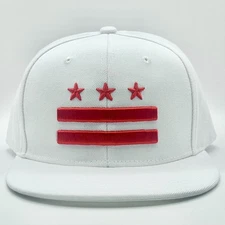 Washingtn DC Flag Cap 3D Raised Embroidery Stars & Red Bar Hip Hop Flat Brim Hat
