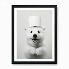 Polar Bear Print Ice Bear Bathroom  Framed Wall Art Poster Canvas Print Picture