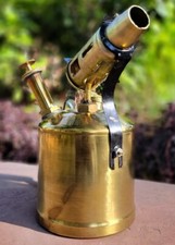 Lampada Torcia Soffiata in Ottone Stile Antico - Autentica Riproduzione Vintage.