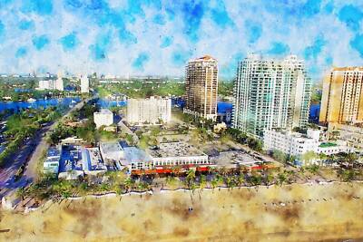 Ft Lauderdale Florida watercolor, Ft Lauderdale wall art, Fort Lauderdale Canva