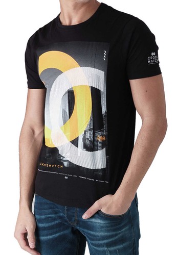 CROSSHATCH Herren T-Shirt CHICAGOS CH PHOTO PRINT TEE kurzarm rundhals Logo NEU - Picture 2 of 10
