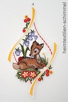 Plauener Spitze ® Fensterbild Rehlein FrüHling Blumen Sommer Reh Fensterdeko