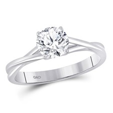 14kt White Gold Round Diamond Solitaire Bridal Wedding Engagement Ring 3/4 Cttw