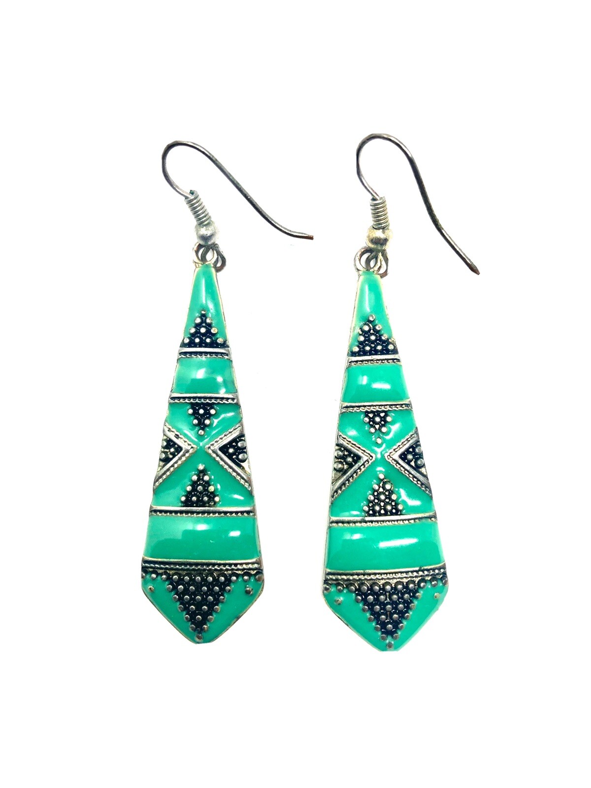 Art Deco Green Dangle Earrings Gem