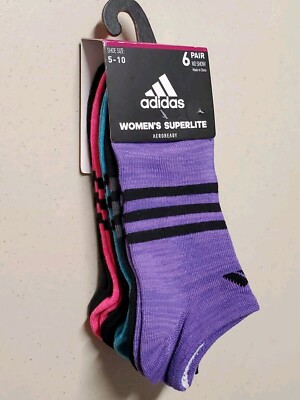 Adidas Women's Superlight Aeroready No Show Socks 6 Pair NWT Shoe Size 5-10 