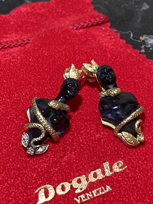 Ohrringe Ebenholz Gold Dimonds Vintage selten Kunstwerk Miniatur