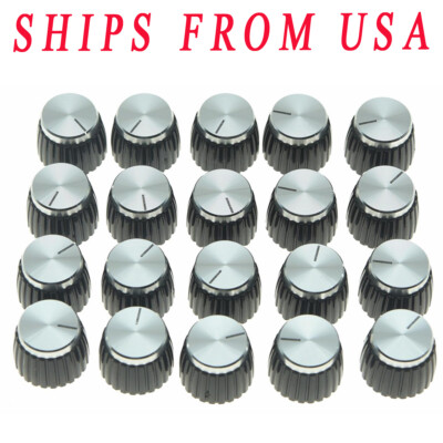 20x Guitar AMP Amplifier Knobs Black w/ Silver Cap Push on Knob fits Marshall