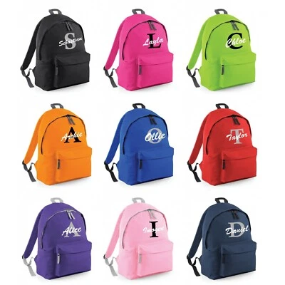 BAGBASE Personalisierter großer Mini Kinder Initialen Rucksack Name Kleinkind Schule Kindergarten Tasche