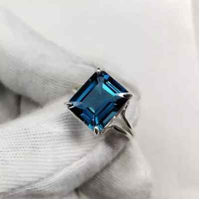 2ct Lab-Created Engage Ring Emerald London Topaz Split Shank White Gold Plated