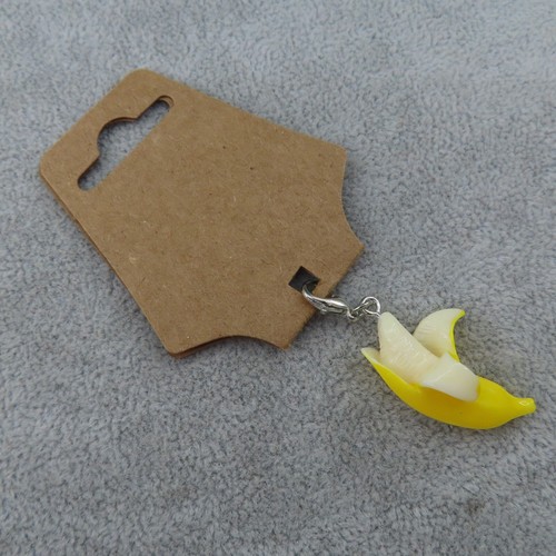 YELLOW BANANA Charm Zipper Pull Keychain Add On Clip Dangle Planner Food Novelty - Afbeelding 5 van 5