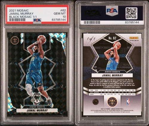 2021-22 Panini Mosaic JAMAL MURRAY Sp BLACK PRIZM #1/1 DENVER NUGGETS 62 PSA 10 - Picture 3 of 3