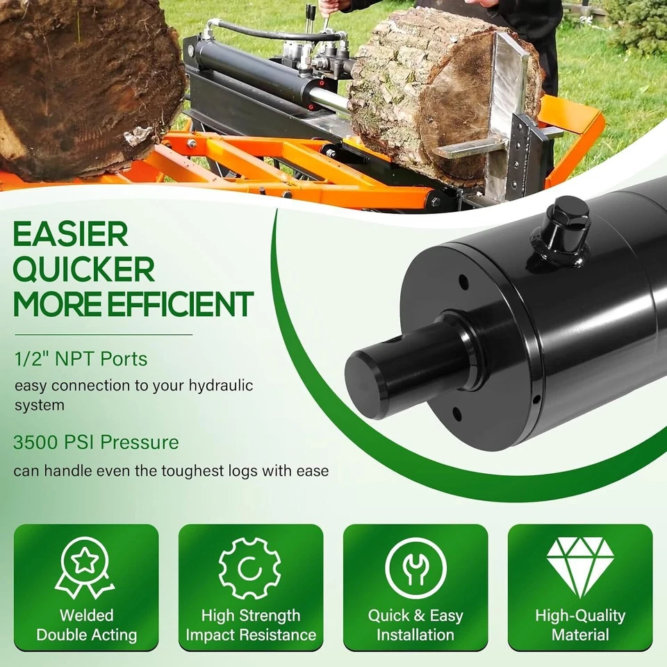 5"x24" Hydraulic Cylinders Log Splitter Cylinder For Log Splitter 3500PSI Black - Image 3 of 4