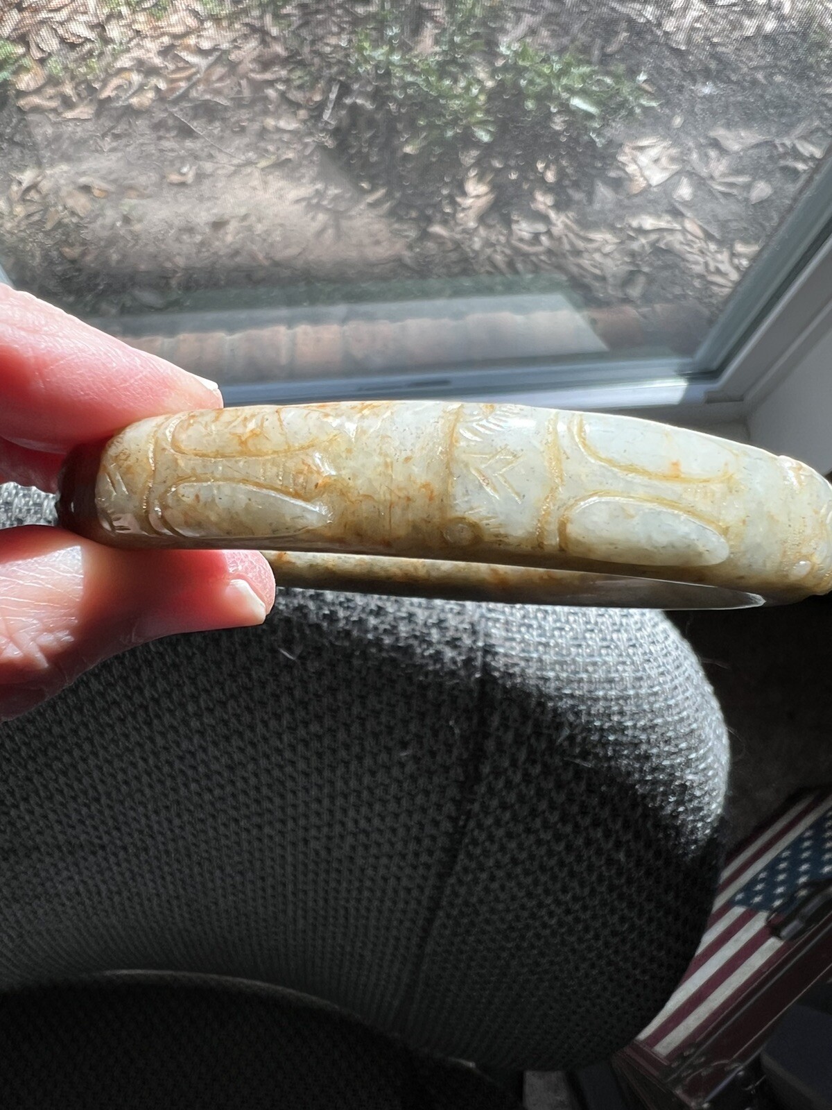 carved solid stone bangle bracelet #3 - image 7