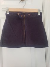 Zara Girls Skirt Casual Collection Denim Soft Velour Front Zip Snap Closure Sz 6