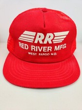 Vtg USA MADE Red River Mfg Puffy Trucker Hat Snapback Cap Vintage New NOS