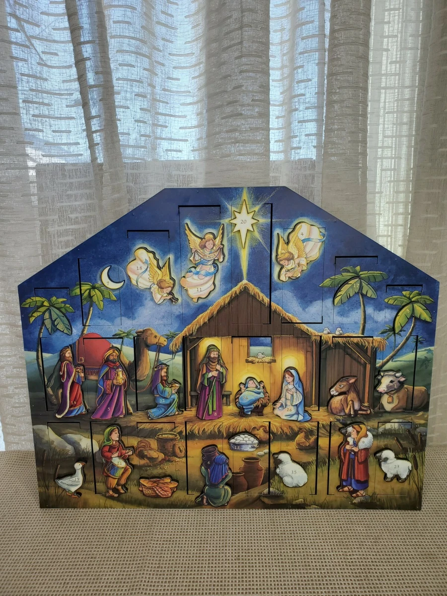 Traditions Byers choice Nativity advent calendar 24 Doors Wood eBay