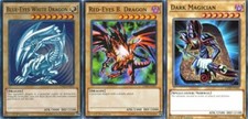 Blue Eyes White Dragon  Dark Magician  Red Eyes Black Dragon 3-Card Set LDK2 