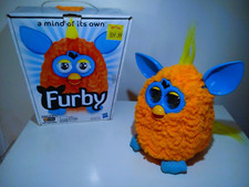 Furby working Orangutan HASBRO 2012 orange furby blue ears talking lights up VGC