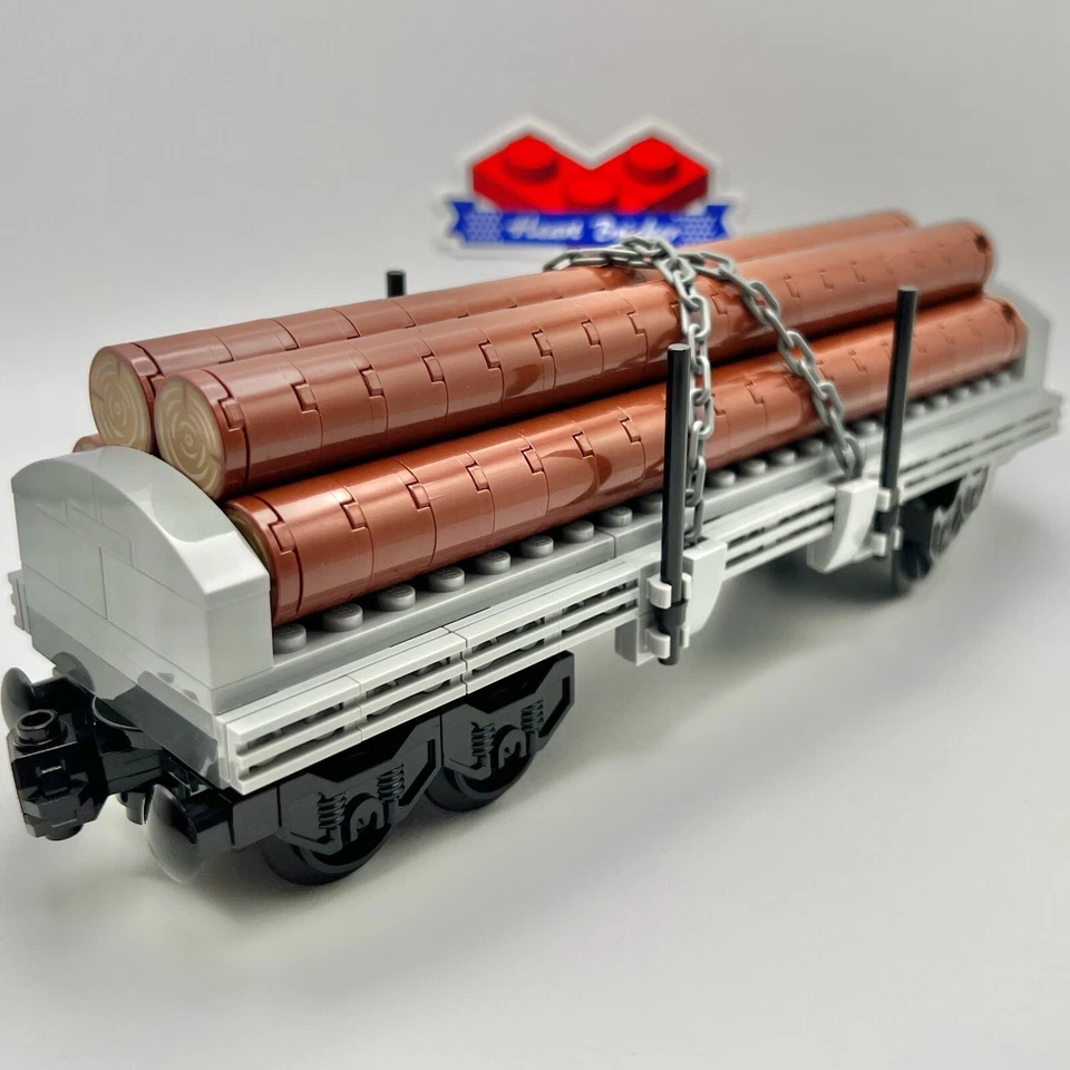LEGO Train - Kit de vagón de transporte de troncos personalizado, sin usar, piezas Lego 100 % nuevas. Foto 2 de 4