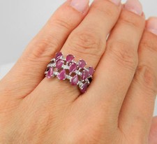 4ct Pear Cut Pink Ruby Simulated Diamond Wide Cocktail Ring White Gold Plated